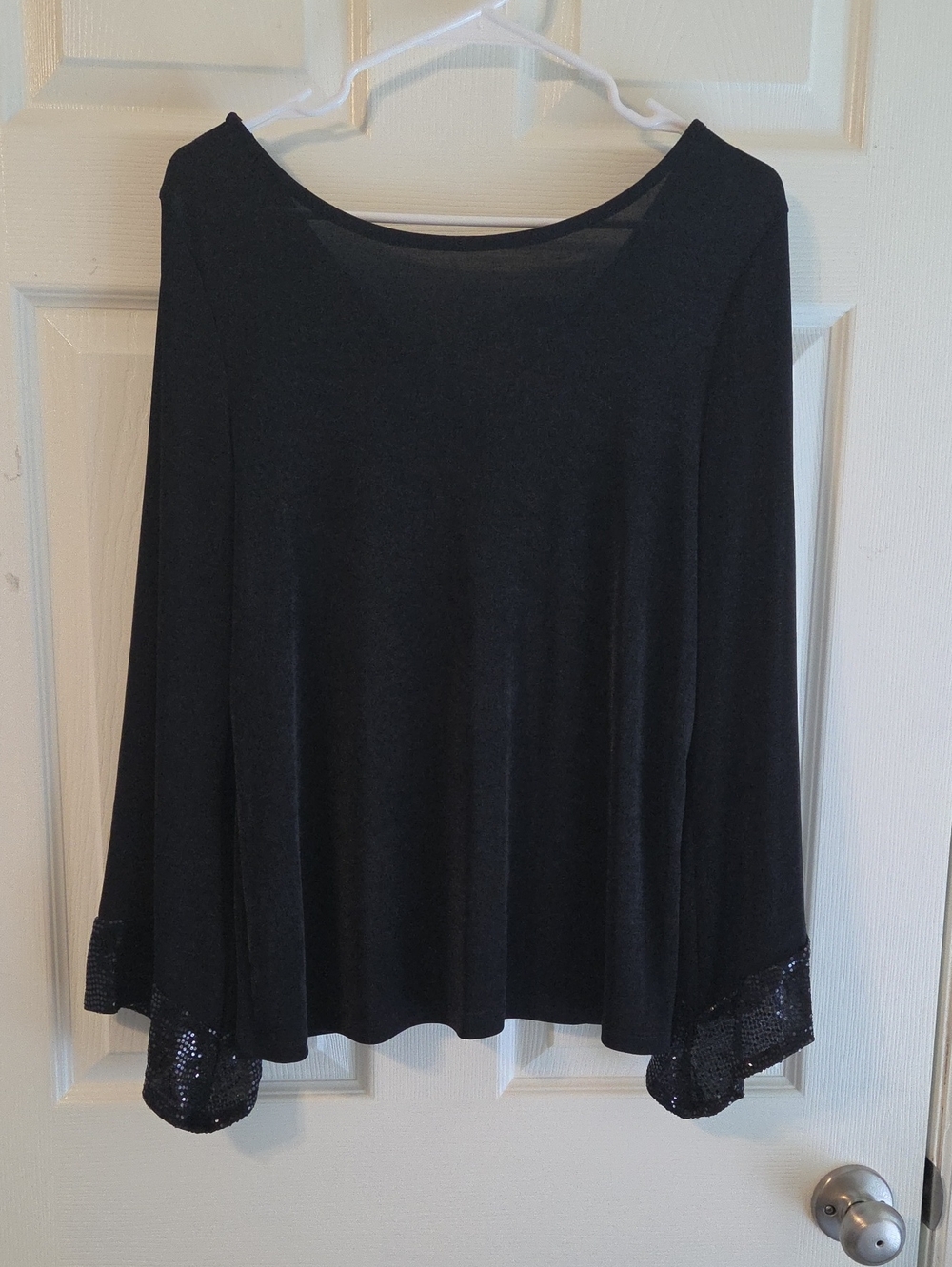 Chaus Black Formal Long-Sleeve Tee with Sequin Cuffs